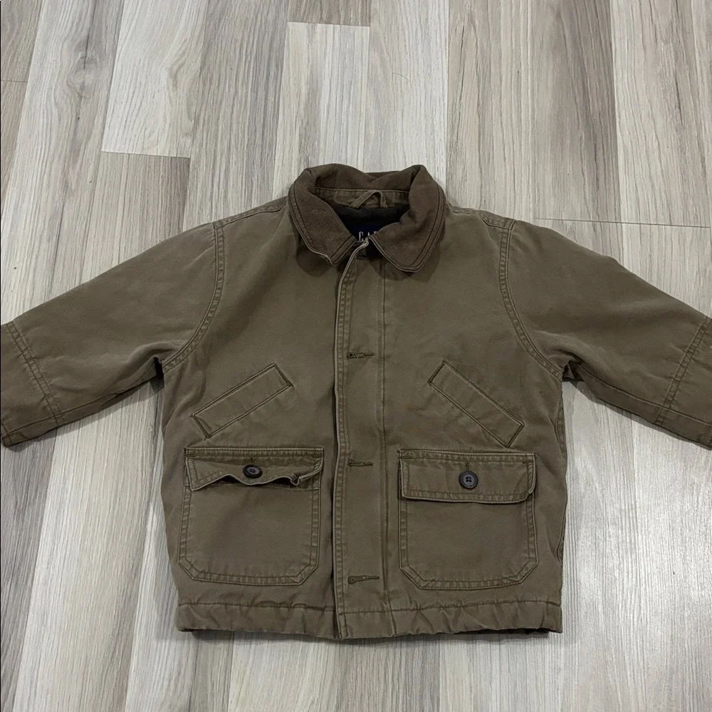 GAP Chore boys Tan Button‎ Up Canvas Barn Coat Jacket Size XXS